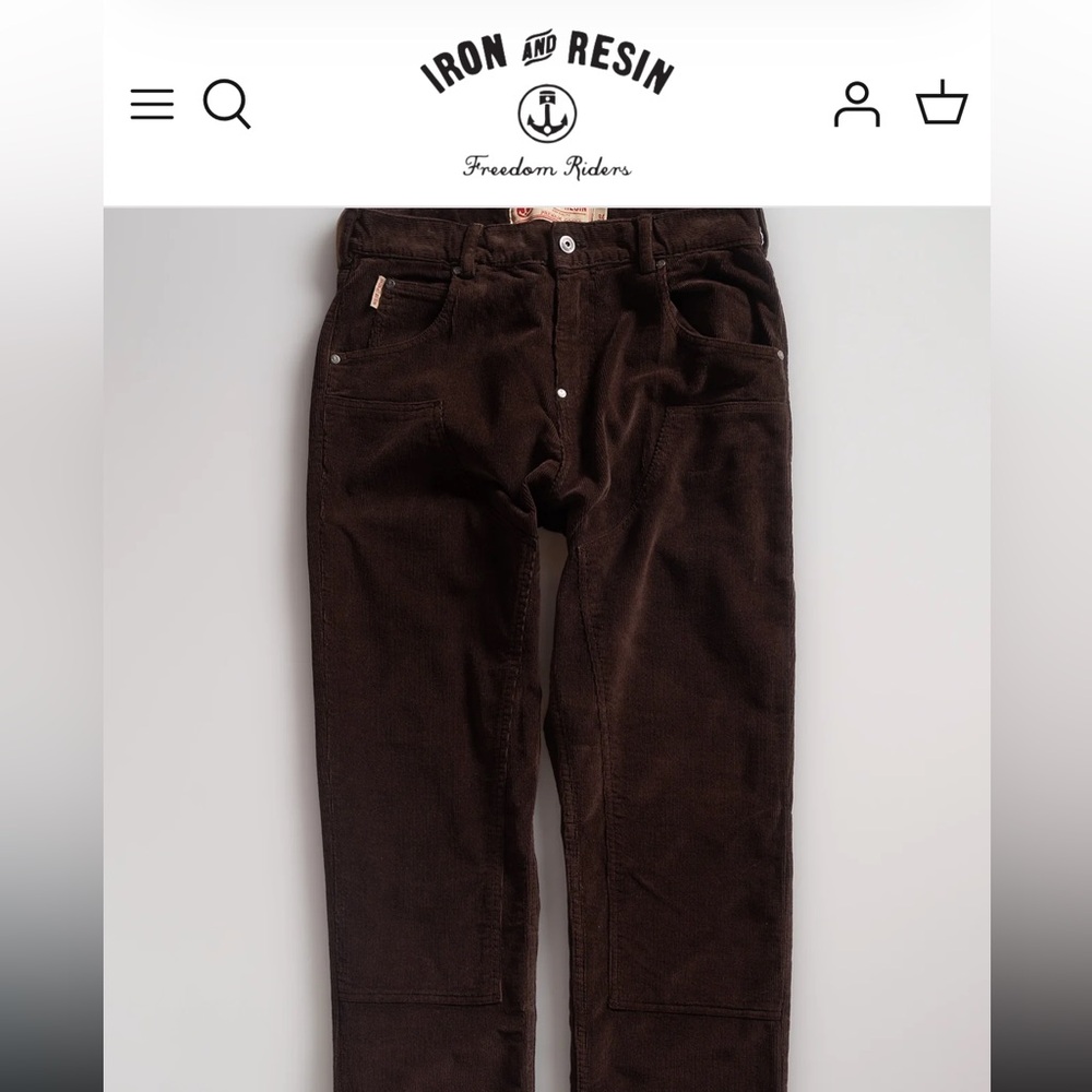 Iron & Resin Men's Double Knee Corduroy Pants in Dark Brown